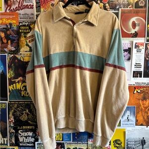 Stylish Colorblock Polo Shirt in Cream, Teal, and Maroon